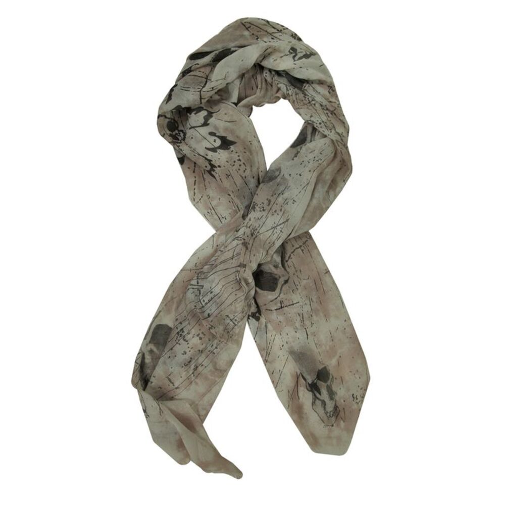 Pink Skull Print Sheer Lightweight Fashion Scarf